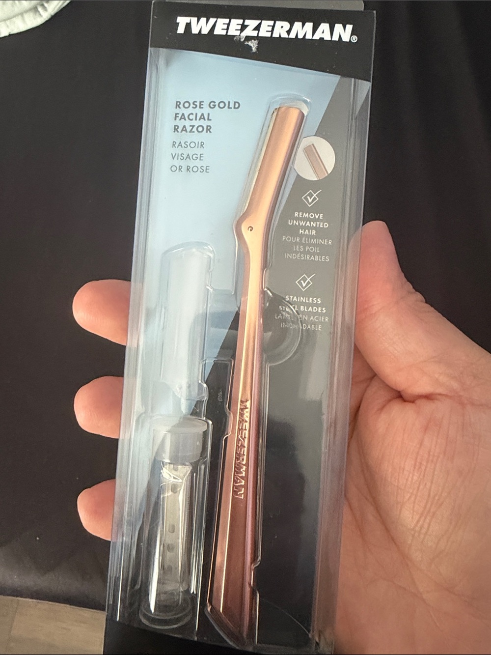 Tweezerman Rose Gold Facial Razor - Rose Gold Women’s Skincare Tool